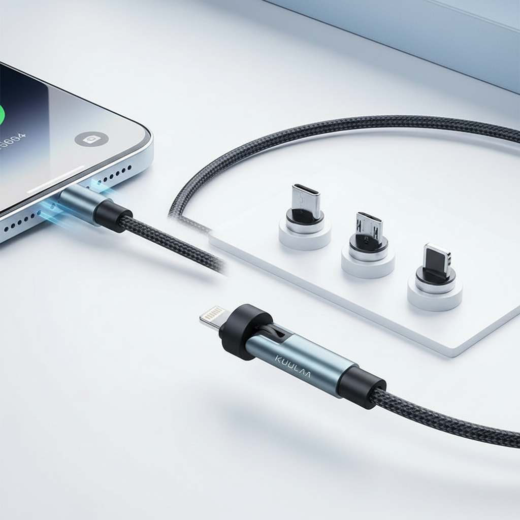 Modern sleek background with magnetic data cable